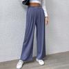 Casual Pleated Wide-leg Pants Women Summer Office-lady Solid Straight Pants Korean Style Loose Trousers Pantaloni Donna 24799