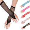 Women Net Breathable Solid Lace Mittens Fingeless Gloves Long Gloves Mesh Fishnet Gloves