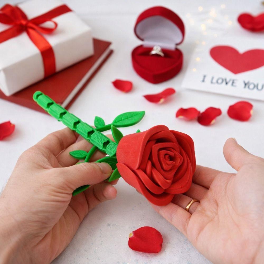 3D Printed Twisted Rose Ornaments Funny Rose Flower Figurines Valentine's Day