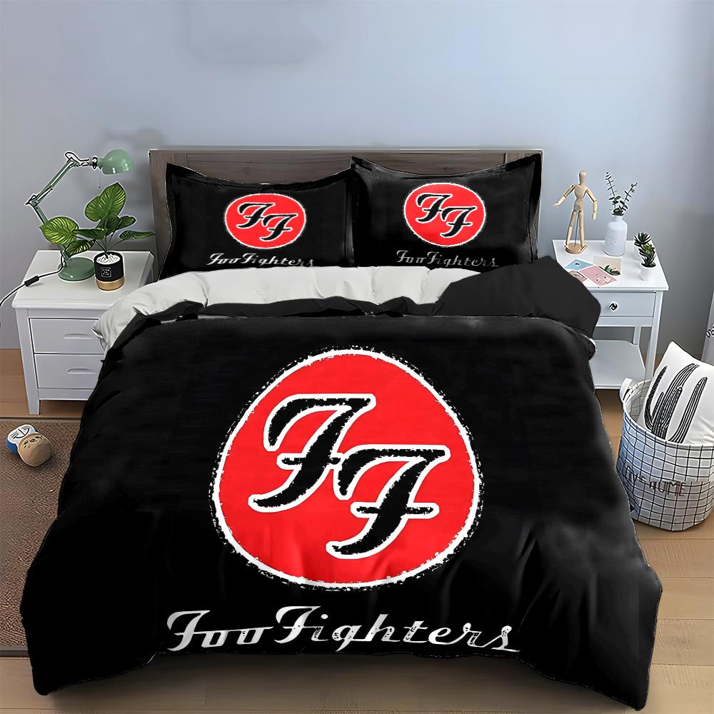 Black and Red FF Logo Bedding Set Bedding set (1 duvet cover, 2 pillowcases, duvet not included)