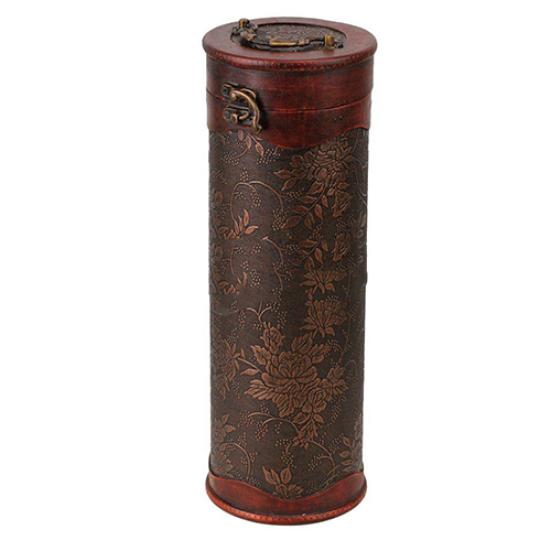 Cylinder Vintage Retro Wooden Vintage Wine Bottle Storage Gift Box Case Holder