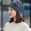 Soft Winter Fashion Warmer Soft Print Flower Neck Warm Women Hat Bib Hats Velvet Bonnet Beanie