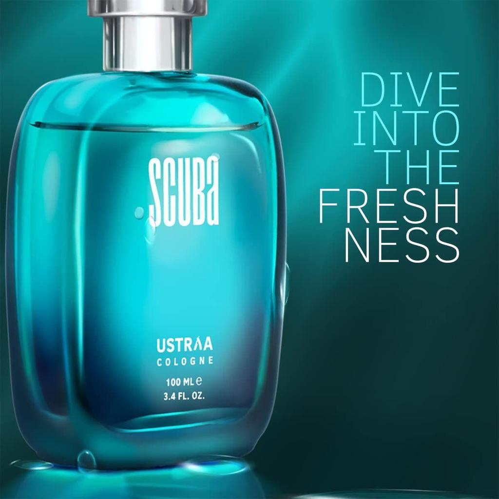 Ustraa Scuba Cologne - 100 мл - Духи для мужчин | С живыми, пряными и глубокими водными нотами | Стойкий аромат без газа