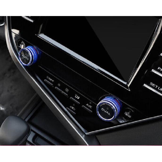 Center Console For Toyota Camry 2018- AC Switch Knob Cover Trim Blue Alloy