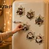 Holiday Party Favors 6Pcs/Set Fridge Magnets Faux Pearl Art Kit, Christmas Snowman Tree Santa Sparkling Rhinestone Ornaments Magnets, DIY Mosaic