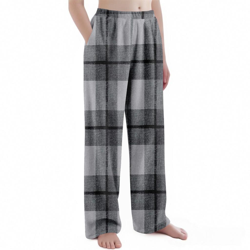 Детские рождественские брюки с клетчатым принтом, плюшевые повседневные брюки