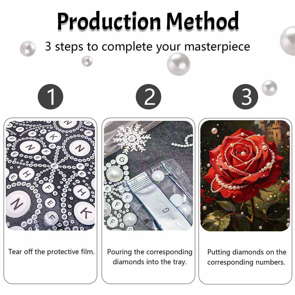 Pearl painting kit red rose flower castle DIY home decoration painting