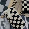 Canvas Pencil Bag, Large Capacity, a Lot of Storage, Checkerboard Pattern, Simple Design for Storing Student Stationery.