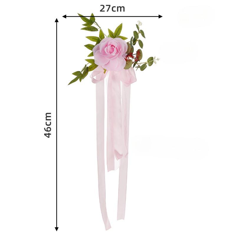Искусственная роза украшение спинки свадебного стулаИскусственный цветок украшение коридора свадебный цветок для спинки стула