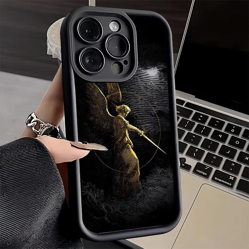 Чехол для телефона iPhone 17 Air 16E 15 16 Pro Max Архангел Михаил Эстетика Чехол 14 Plus 13 12 Mini Мягкий Силиконовый Fundas