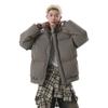 Winter Thick Cotton Jacket Embroidered Stand Collar Loose Warm Coat Men Couple American Style