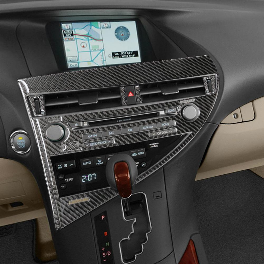 Наклейка с отделкой из черного углеволокна на панель перчаточного ящика салона автомобиля, кнопку рулевого колеса, ручку двери для Lexus RX350 RX450