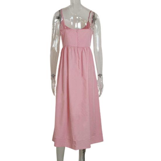 Женское вечернее платье с узкой талией, без рукавов, с открытой спиной, на бретельках, с низким вырезом, плиссированное, с большим подолом, в стиле принцессы, с ремешками, для выпускного вечера, платье миди