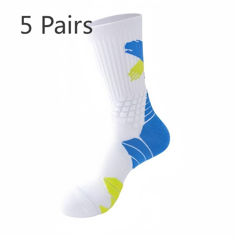 5 пар мужских утолщенных носков-труб с махровой подошвой для профессионального баскетбола