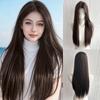 28 Inch Brown Front Lace Wigs Straight Wigs Fiber Synthetic Heat-resistant Realistic Curly Wigs Party For Women Korean Fashion