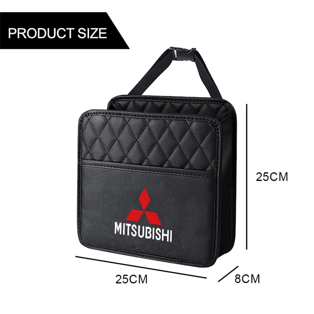 Car Seat Back Storage Bag Leather Hanging Sundry Organizer Box Accessories For MITSUBISHI Ralliart Lancer EVO Pajero Eclipse ASX
