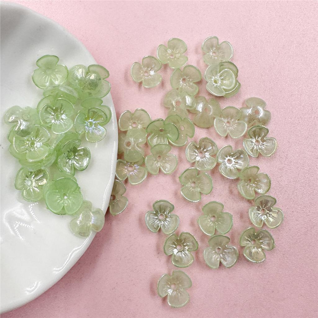 Charms Acrylic Beaded Material Colorful 100Pcs 9.5mm Spacer Loose Beads with Hole Multicolor Small Flower Beads Jewelry Making DIY Bracelet Necklace