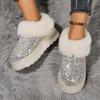Faux Fur Winter Boots Women New 2024 Fashion Sequined Cloth Warm Snow Boots Woman Non-Slip Thicken Plush Ankle Booties Plus Size