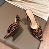 Design Shoes Summer High Heel Women Slipper Elegant Open Toe Fashion Leopard Slides Ladies Sexy Party Dress Sandal Pumps Shoes