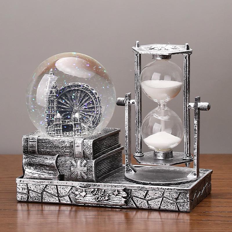 Хрустальный шар Эйфелева башня песочные часы - Светящийся подарок студенту, Полимерное настольное украшение