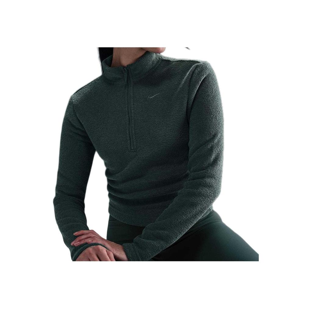 Nike Fleece Mock Neck Slim Fit Long Sleeve Half Zip Sweatshirt Women Tops Green FV8029-338