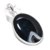 Banded Agate Handmade 925 Sterling Silver Jewelry Pendant 2.44" O3J48