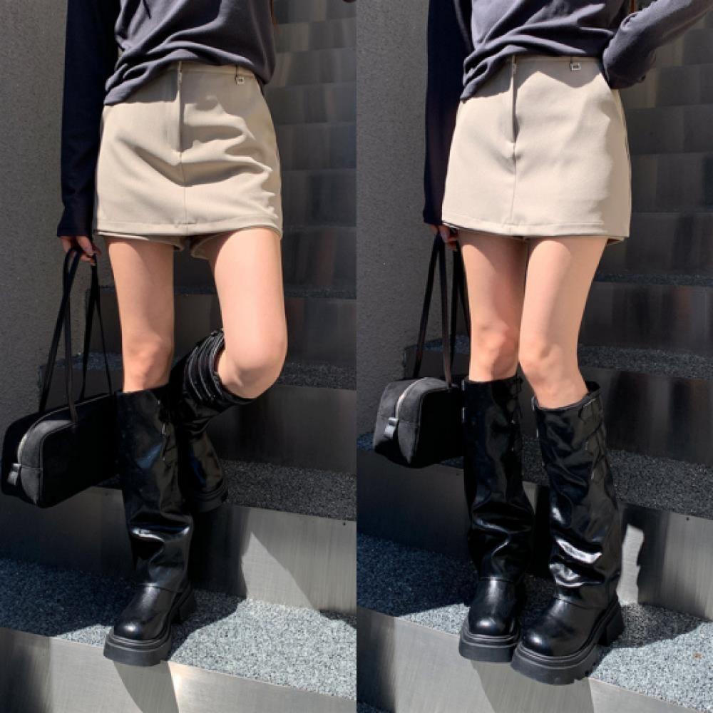 New Arrivals Open Run Women Simple Color Classic Skirt D Ring Mini Skirt