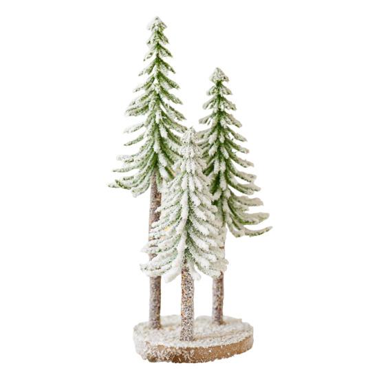 Mini Christmas Tree Artificial Bottle Brush Tree with Wooden Base Small Snow Frost Flocked Pine Tree for Winter Tabletop Home Decor