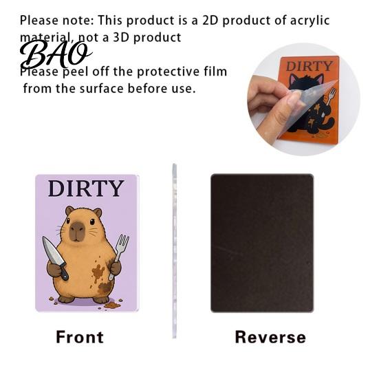 Clean Dirty Magnetic Decoration Dishwasher Magnet, Acrylic Cartoon Animal Sign, Fridge Magnet Double-Sided & for Kitchen Sign
