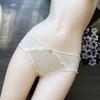 Women's Simple Breathable Sexy Satin Patchwork Mesh Low Waist Comfortable Antibacterial Briefs Underwear