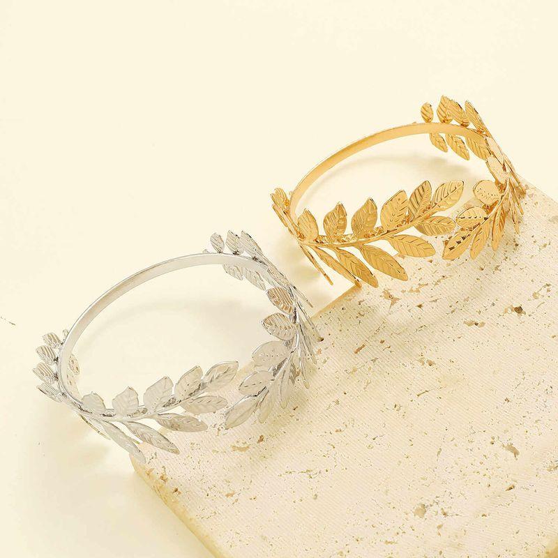Leaf Bracelet European and American Bridal Leaf Greek Baroque Style Golden Leaf Olive Branch Bracelet Bangle