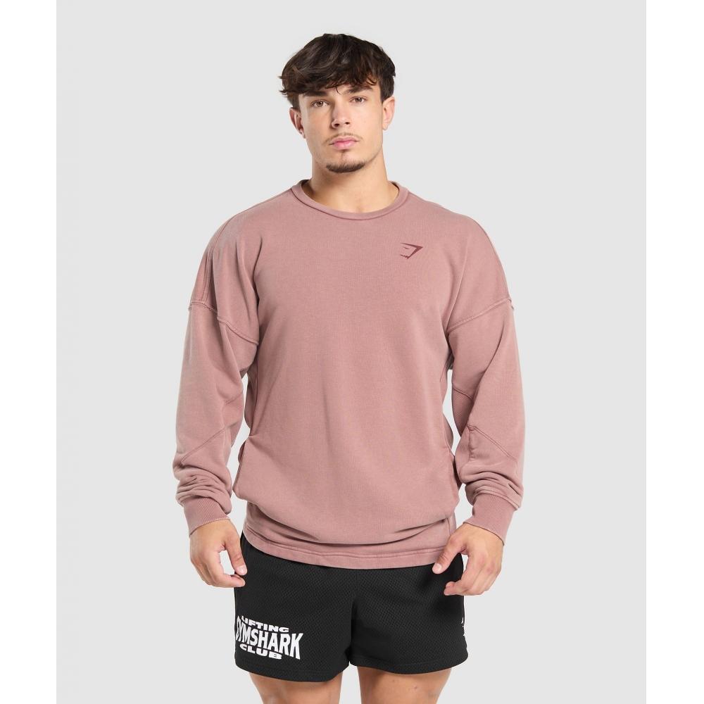 Gymshark Power Washed Crew Brick Brown A2a8c Ncrq