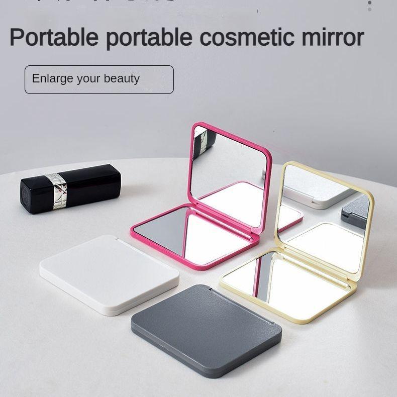 Mirror Makeup Mirror Ins Portable Mirror Square Double-Sided Folding Mirror Female Student Dormitory Portable Vanity Mirror