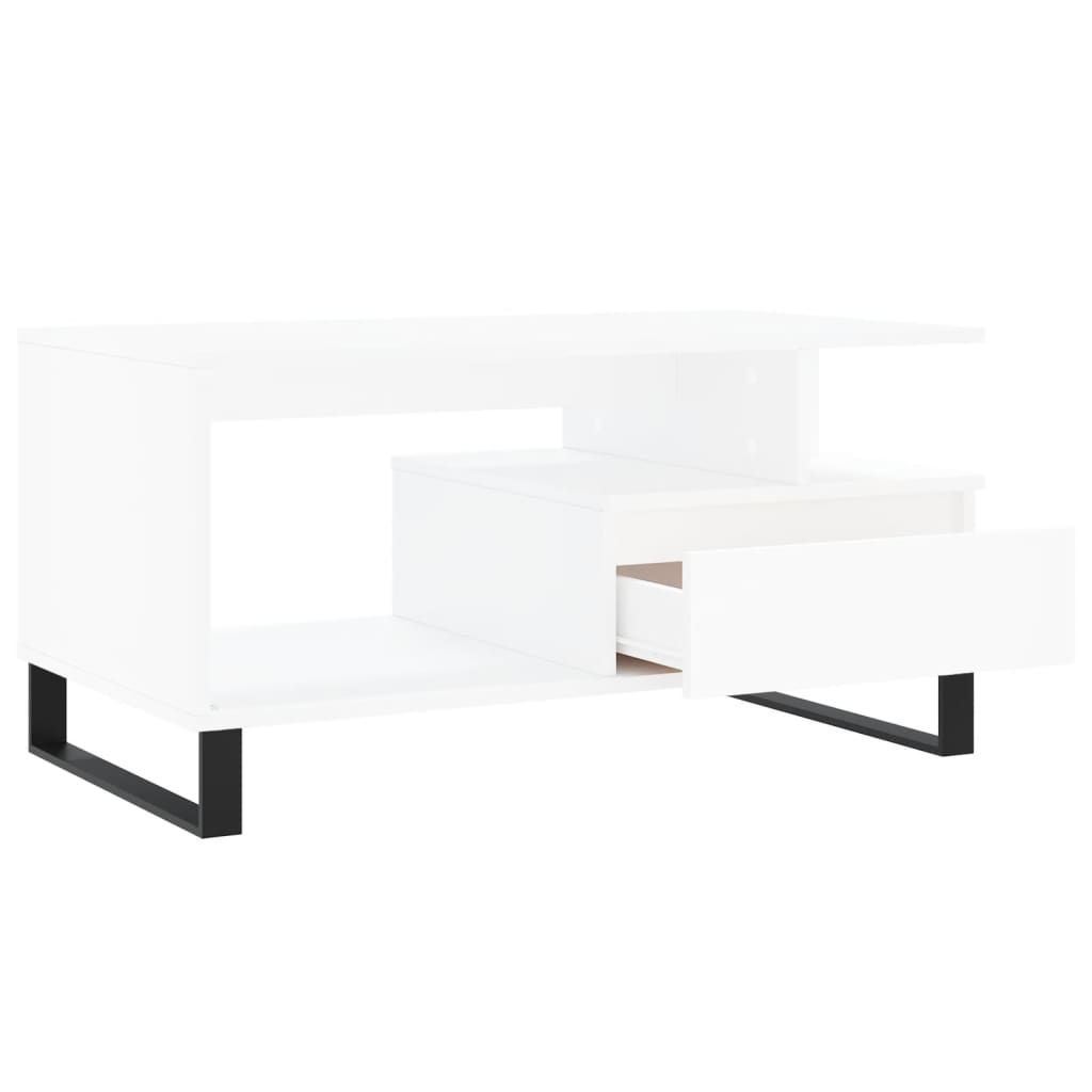  Coffee Table, White 90x49x45 Cm, Wood-based Material