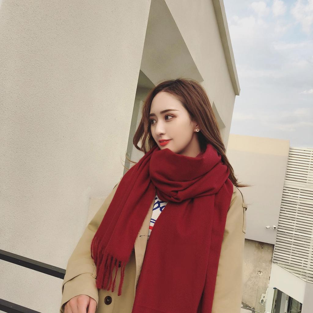 200 * 70cm Thick Solid Color Women'S Cashmere Imitation Scarf For Winter Luxury Women'S Wool Shawl