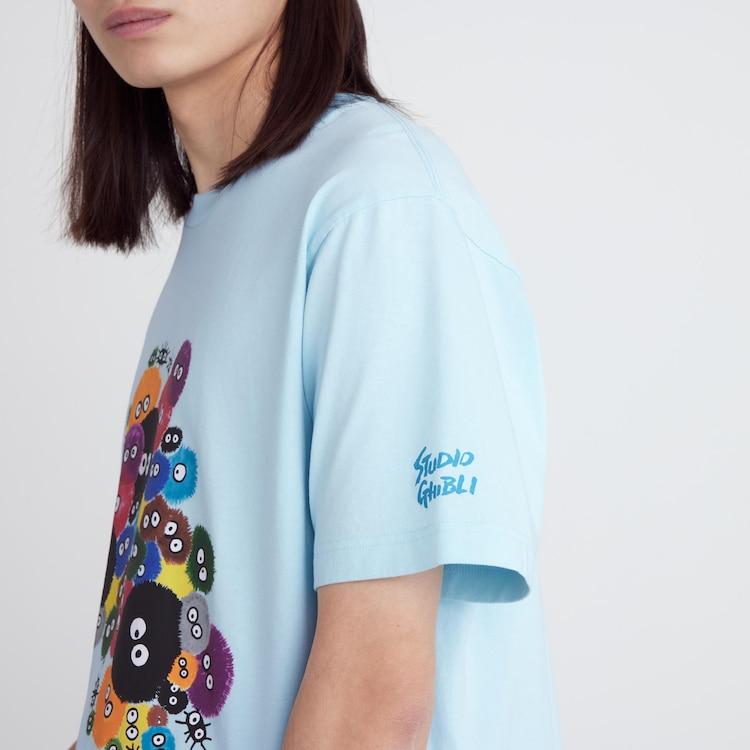 Uniqlo Коллекция Studio Ghibli SS24 Футболка унисекс с круглым вырезом и коротким рукавом, с принтом на груди, светло-голубая 471259-60