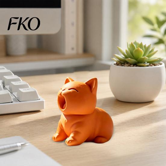 3D Printing Cat Figure Printed Figurine, Cute Screaming Ornament, Creative Desk Ornament Kitten Sculpture Desktop Decoration for Home Office Decor Pet