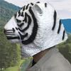 Latex Tiger Mask - Zodiac Animal Halloween Party Headgear for Year of the Tiger Performances.