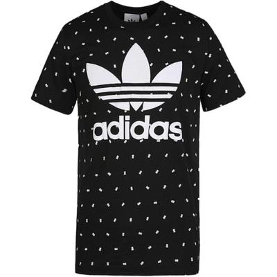 Мужская футболка adidas Originals Trefoil в горошек с принтом букв, с круглым вырезом, с коротким рукавом, топ Черный CZ1759