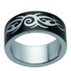 Steel Ring 'Peaceful' Tribal Black - 8 Mm