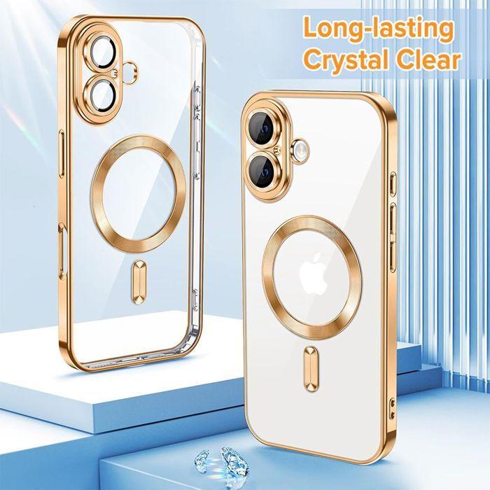 Coque de Protection - BOOLING - pour iPhone 17 - Silicone à Paillettes avec Cercle Magnétique - Doré