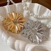 Metal flower fan-shaped pleated geometric earrings, European and American exaggerated cold wind studs, niche design earrings
