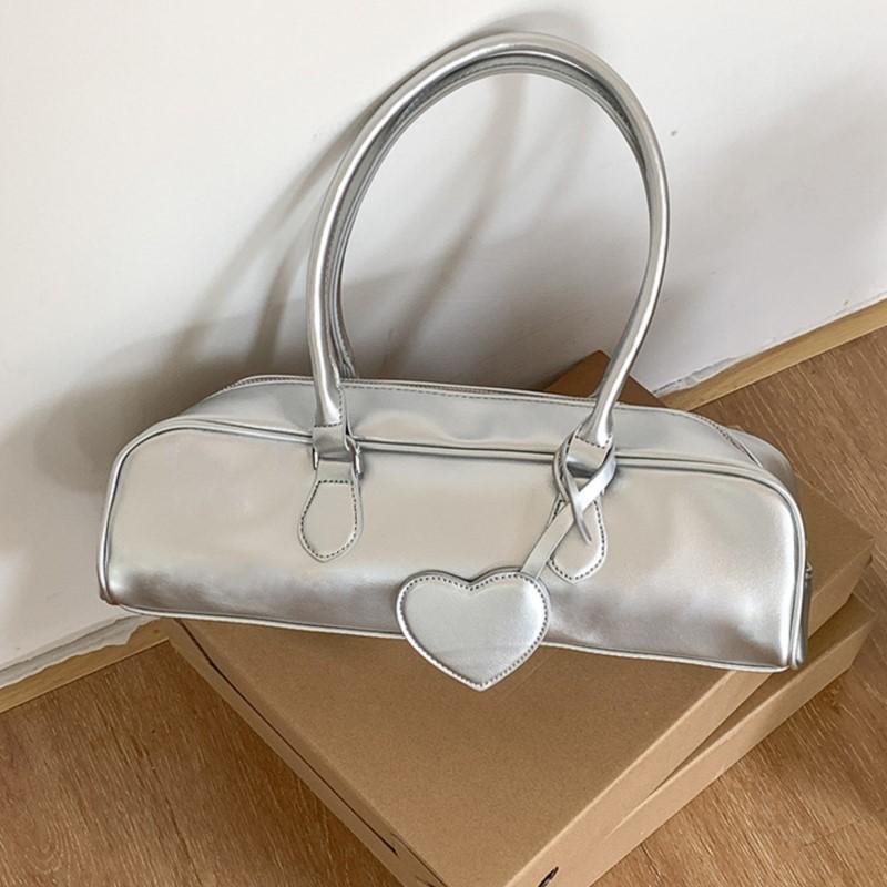 JIAERDI Vintage Red Shoulder Bags Purse Women Fairycore Aesthetic Heart Pu Leather Y2k Underarm Bag Ladies Harajuku Handbag Chic
