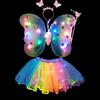 1 Set Luminous Butterfly Wings Set Kids' Glowing Wings Outfit for Halloween Costume Party Decoration