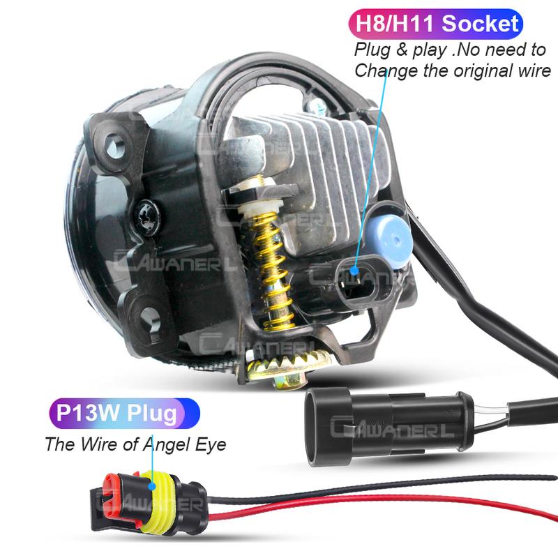 2 Pieces 30W 6000LM LED Fog Light Angel Eye Daylight For Suzuki Swift Sport 2007-2020 H11 Canbus Car Front Fog Lamp DRL Assembly