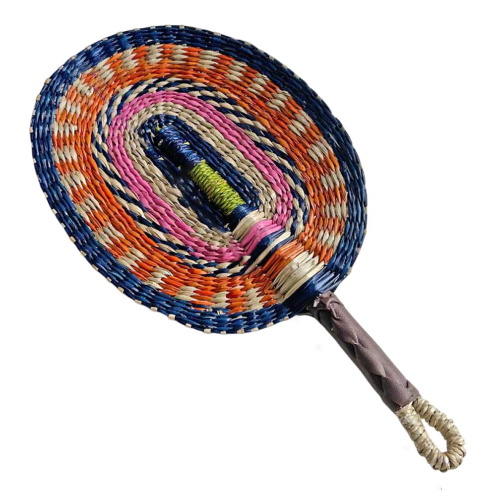 Vintage Seagrass Woven Fan Colorful Striped Patterns Cattail Fan Summer Cooling Fan Photo Prop