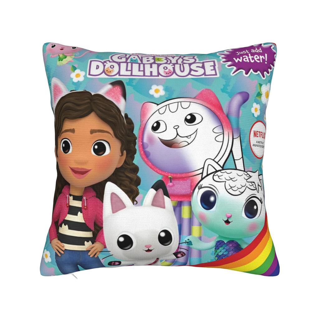 Gabby Dollhouse Cartoon Throw Pillow Cover Polyester Cushions for Sofa Funny Pillowcover Home Decor