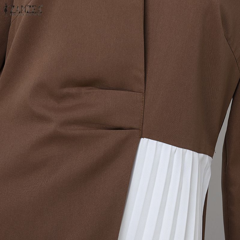 ZANZEA Женское повседневное платье свободного кроя с отложным воротником и рукавами 3/4