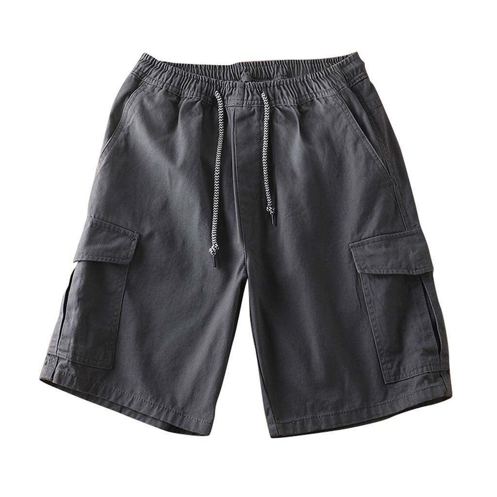 Мужские летние шорты-карго с несколькими карманами. Мужские повседневные модные однотонные свободные шорты-карго.