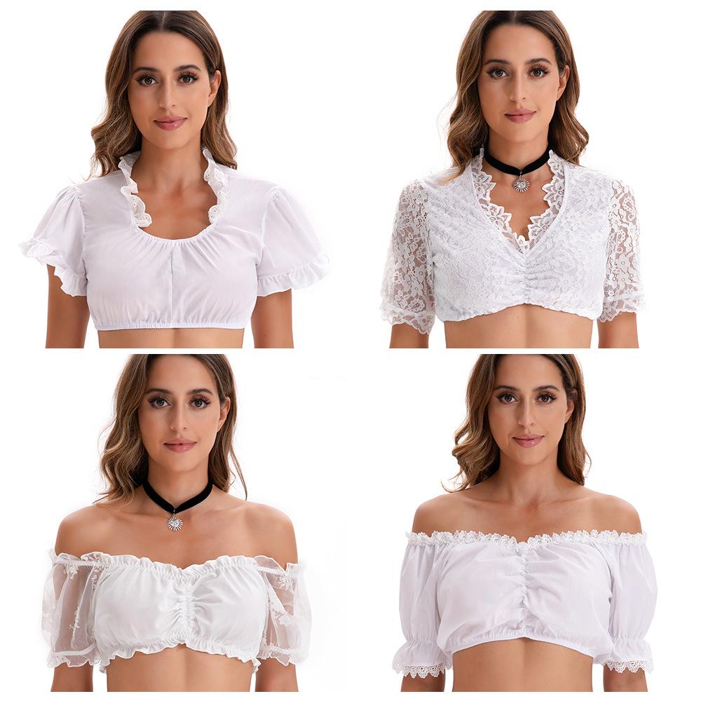 L Plus Size Oktoberfest Costumes Sexy Lace Summer Short-Sleeved Tops Halloween Carnival Women Party Prom Performance Costumes